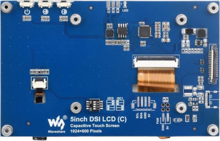 Produktbild WaveShare 5inch Capacitive Touch Display für Raspberry Pi DSI Interface 1024x600