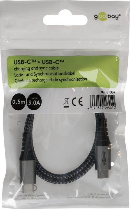 Immagine prodotto Goobay Cavo USB-C di, in tessuto, spina in metallo, extra robusto (0.50 m, USB 2.0)