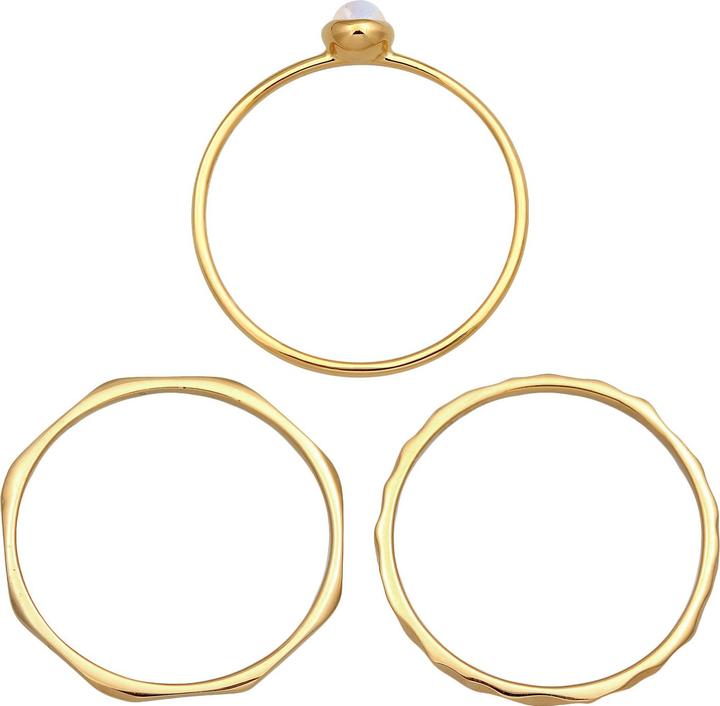 Image du produit Elli PREMIUM Bague Solitaire Pierre de Lune Set de 3 bagues 375 Or jaune (58, 375/9 K)
