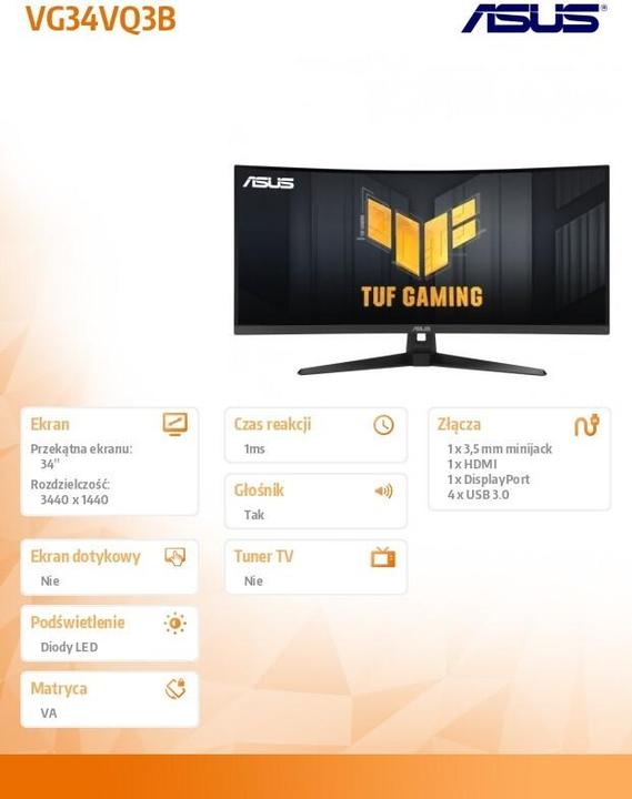 Produktbild ASUS TUF VG34VQ3B (3440 x 1440 Pixel, 34")