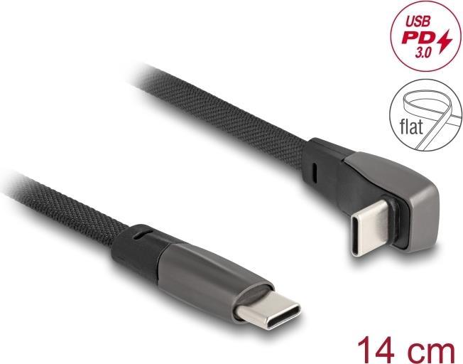 Produktbild Delock USB 2.0 Flachbandkabel USB Type-C Stecker zu USB Type (0.14 m, USB 2.0, 60 W)