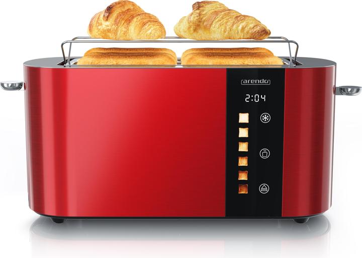 Arendo Toaster Edelstahl 4 Scheiben Langschlitz, Bräunungsgrad & Restzeitanzeige, Touch Display, 1500 W (EU-Stecker)