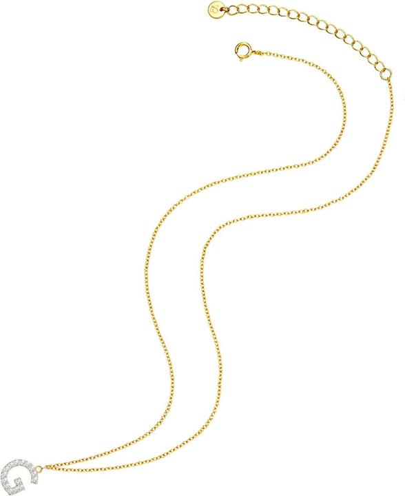 Actual product image Glanzstücke München Ladies letter G sterling silver cubic zirconia yellow gold 45.0 cm base chain + 5.0 cm extension - (Sterling Silver, 40 - 45 cm)