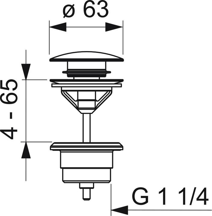 Produktbild Hansa Hansafill Ablaufgarnitur, Push-open, für Standard Waschtische, Durchmesser 63 mm, 59913988