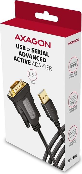 Actual product image Axagon ADS-1PQN, USB-A 2.0 - sÃ©riovÃ½ RS-232 DB9-M FTDI adaptÃ©r / cable (1.50 m)