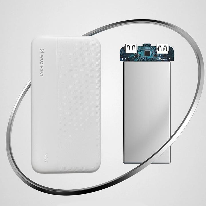 Actual product image Wozinsky powerbank Li-Po 10000mAh 2 x USB white (WPBWE1) (10000 mAh, 10 W, 10 Wh)
