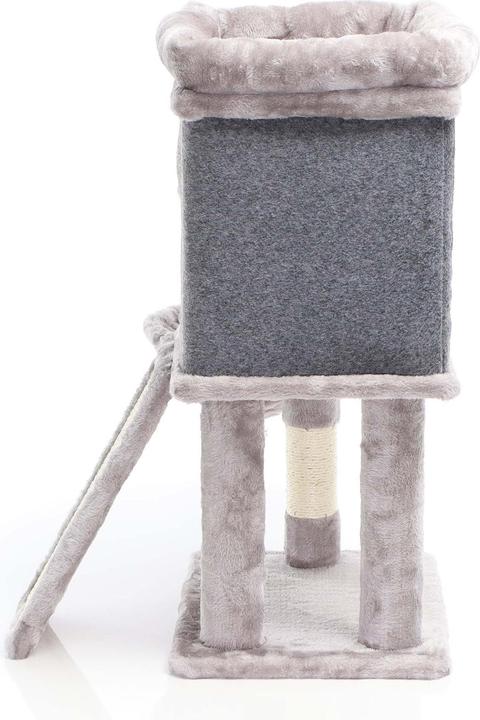 Actual product image Fudajo Cat Tree Grey w/Sisal 71.5cm Scratching Post w/Scratch Board, House, Resting Spot, Play Ball (71.50 cm, Grey)