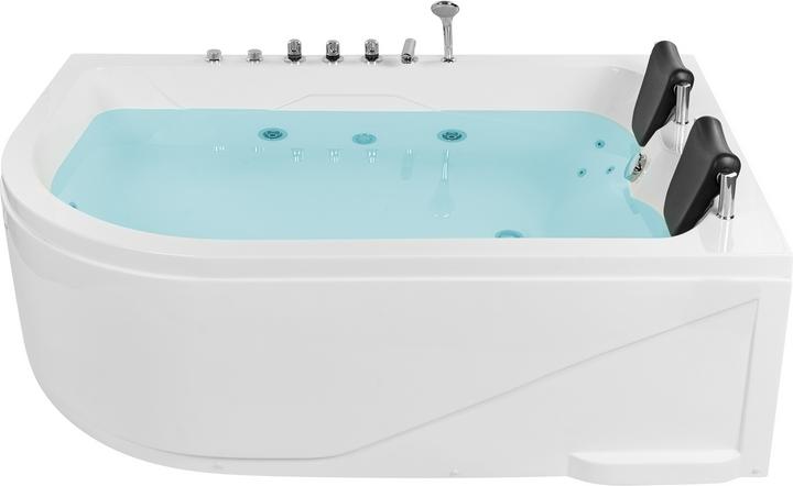 Image du produit Beliani Baignoire à hydromassage blanche modèle d'angle avec LED 180 x 120 cm à gauche CALAMA (437 l, 180 cm, 120 cm)