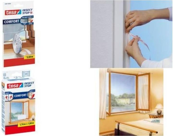Actual product image tesa Insect screen COMFORT for windows, with Velcro tape, self-adhesive, without drilling (170 x 180 cm)