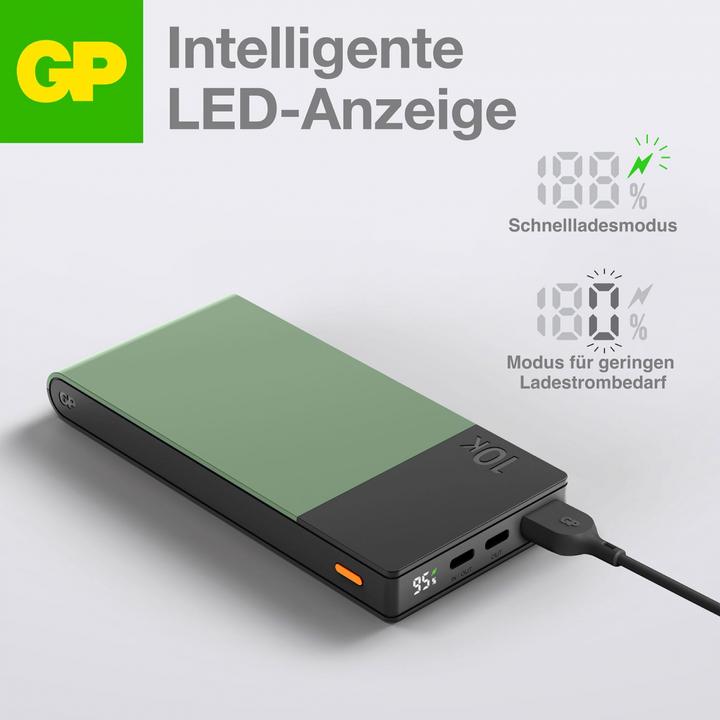 Image du produit GP Batteries GP PowerBank M2+ 10C 10000mAh 2xUSB-C/1xUSB-A vert Indicateur LED (10000 mAh, 22.50 W, 37 Wh)