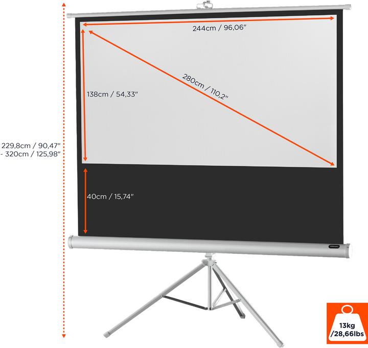 Productafbeelding Celexon Economy statiefscherm - Projectiescherm met statief - 280 cm (110") (110.24", 16:9)