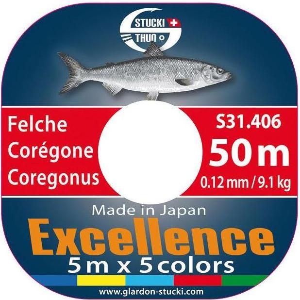 Stucki Thun Lenza Coregone 50 m, 0,12 mm, colore che cambia ogni 5 m (9.10 kg, 0.12 mm)