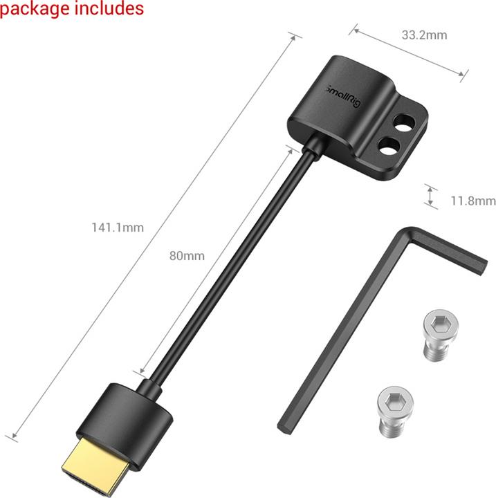 Produktbild SmallRig Ultra Slim 4K HDMI Adapter Kabel (A to A) - 3019 (0.11 m, HDMI)