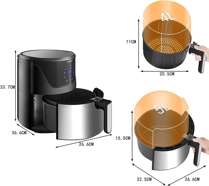 Produktbild Llivekit Heissluftfritteuse XXL 5L, Schwarz und Silber