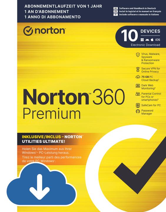Norton 360 Premium mit Utilities Ultimate (1 User, 10 Geräte/User, 12 Monate)