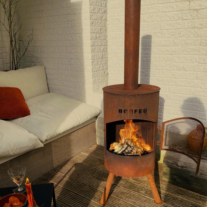 Produktbild Bonfeu BonTon 40 Corten Tuinhaard - L 40 x B 40 x H 145 cm - Staal - bruin - Tuinhaard - Terrasverwarming -