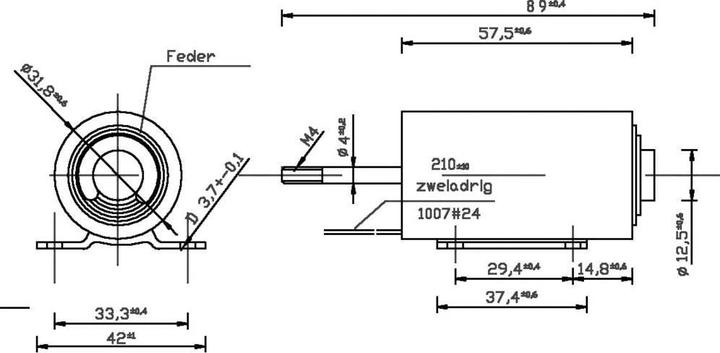 Produktbild Tremba ZMF-3258d.002-24VDC,100% Hubmagnet drückend 0.2 N 45 N 24 V/DC 13 W