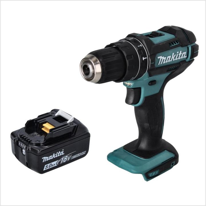 Actual product image Makita DHP 482 T1 Battery impact drill 18 V 62 Nm + 1x battery 5.0 Ah - without charger (Rechargeable battery operated)