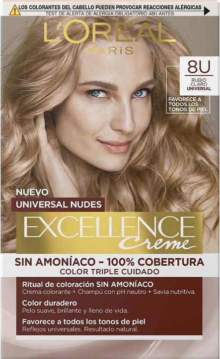 Immagine prodotto L'Oréal Paris Excellence Creme Universal Nudes 8U Tintura per capelli biondo chiaro (Nº 8.0-rubio claro)