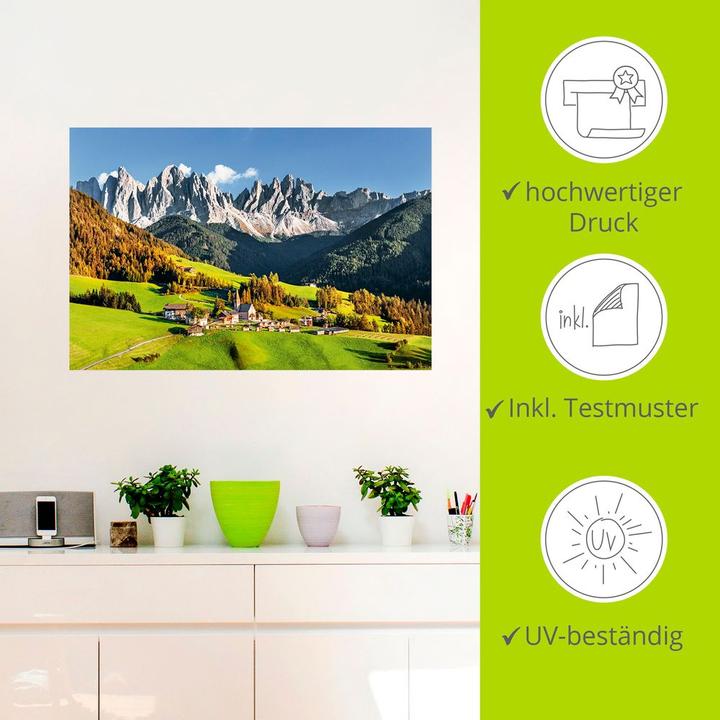 Actual product image Artland Alps Mountains Santa Maddalena U1TF (30 x 20 cm)
