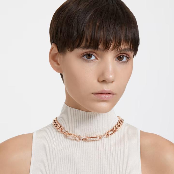 Produktbild Swarovski Dextera Halskette Statement Gemischte Glieder Weiss Roségold S (Swarovski Metall, 42 cm)
