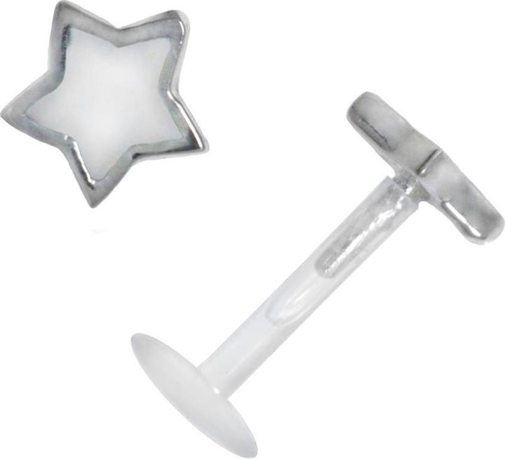 Bijouteria Piercing für Lippe/Tragus (Bioplast, Silber 925, Email)