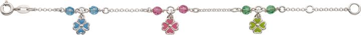 Actual product image Bijou Classic Charmbracelet weiss mit eingehängten Kleeblättern und Plastikböxchen 16 cm (16 cm, Silver)