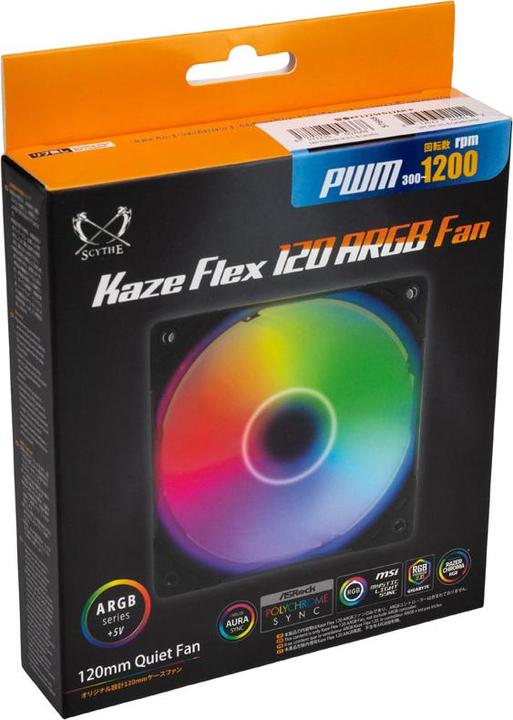 Actual product image Scythe Kaze Flex 120 ARGB PWM fan, 300-1200rpm (120 mm, 1 x)