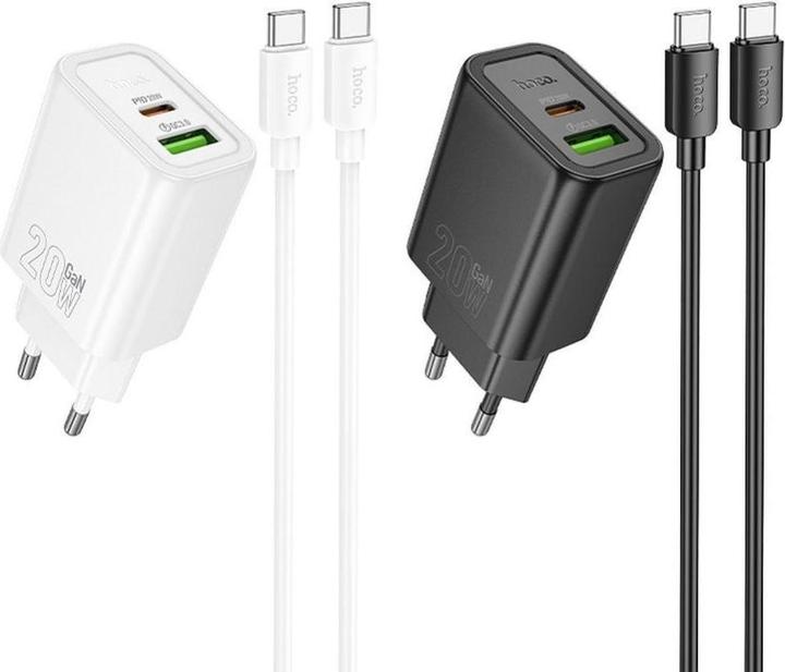 Produktbild Hoco Adapter wall charger USB A + Type C + cable Type C to Lightning PD QC3.0 3A 20W N61 black (5 W)