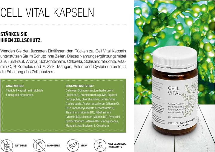 Produktbild Natural Supplements by Andrea Cell Vital (100 Stück, Kapseln, 161 g)