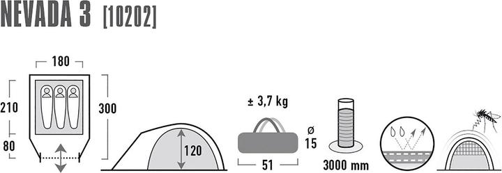 Produktbild High Peak Nevada 3 (Kuppelzelt, 3.70 kg, 3 Personen)