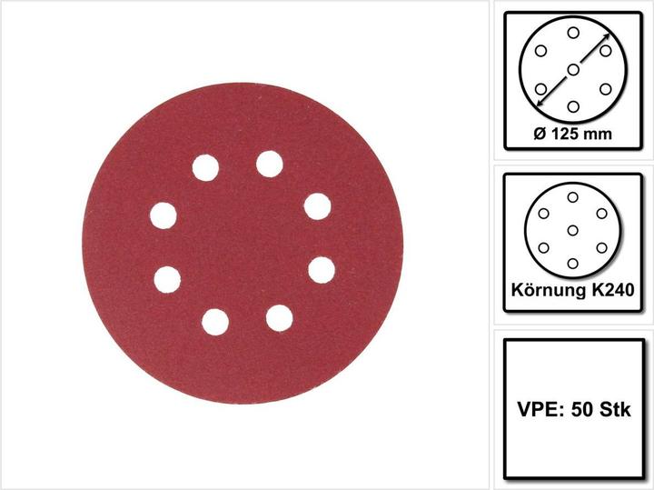 Productafbeelding Makita Schuurpapier met klittenband Ø 125mm korrel 240 ( 50 stuks ) (240)