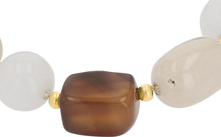 S.Oliver Armschmuck für Damen, Edelstahl, Schmuckstein synth., Jade, Achat (21 cm, Edelstahl)