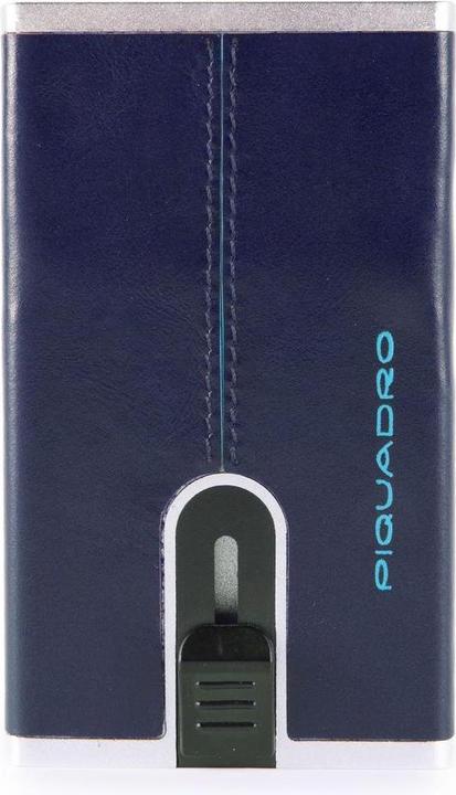 Actual product image Piquadro Blue Square, Leather Card Holder, Square Sliding System, Blue, Un