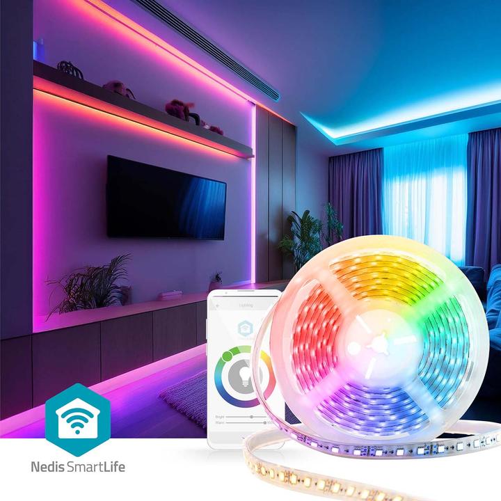 Produktbild Nedis SmartLife LED-Streifen | Wi-Fi | Kaltweiss / RGB / Warmweiss | SMD | 5.00 m | IP21 | 2700 - 65 (RGB, 500 cm, Indoor)
