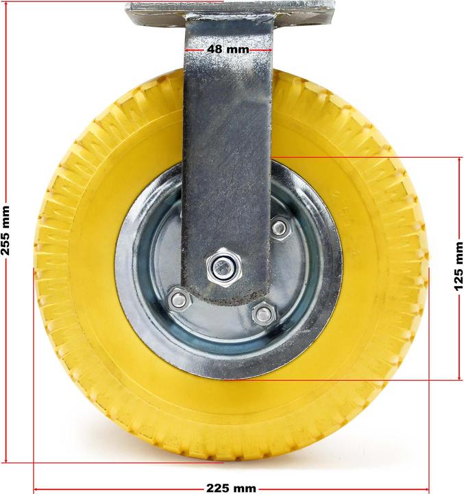 Produktbild Wiltec Bockrollen Set 2x 225x58mm Transportrolle pannensicher gelb Vollmaterial