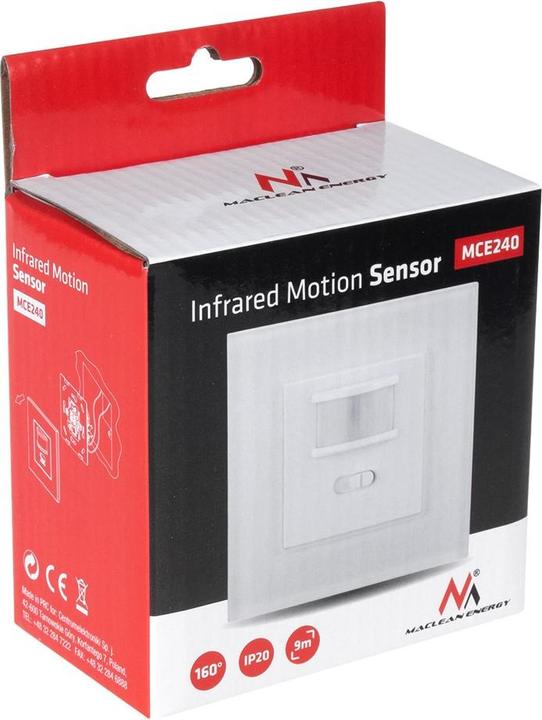 Actual product image Maclean MCE240 MCE240 Wall Motion Detector for IR with an Electrical Junction Box (9 m)