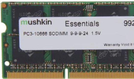 Produktbild Mushkin Laptop Memory DDR3 SO-DIMM 8GB 1333-9 Essent (1 x 8GB, 1333 MHz, DDR3-RAM, SO-DIMM)
