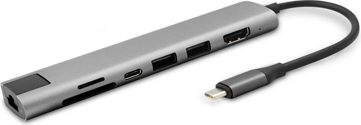 Actual product image Epico 7in1 Multimedia Hub 8K with USB-C connector - space grey (USB-C, 7 Ports)