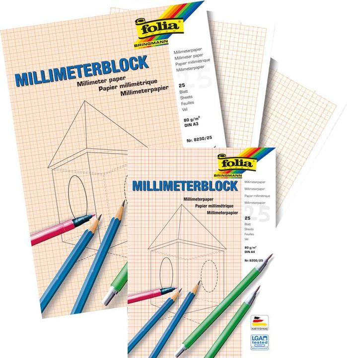 Actual product image Folia Millimeter paper block (A3, Checked)