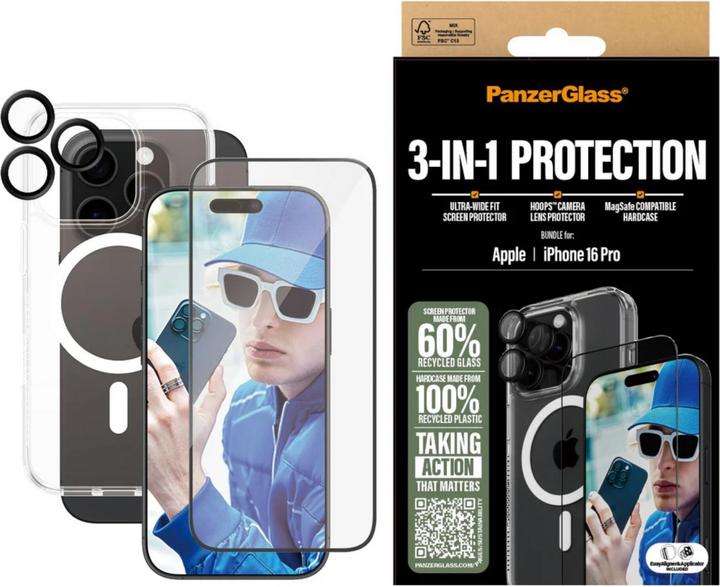 Productafbeelding PanzerGlass Bundel Ultra Wide FIt Glas + Etui + Lens (1 Stuk, Apple iPhone 16 Pro)