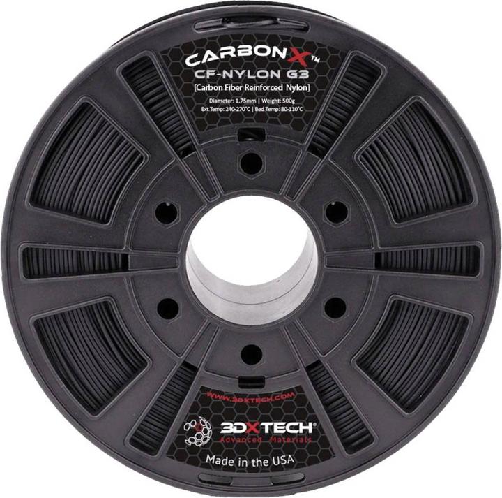 Produktbild 3D Xtech 3DXTech CarbonX CF PA Polyamid (Nylon, 1.75 mm, 500 g, Schwarz)