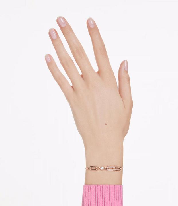 Produktbild Swarovski Constella Armband Kristallperle Rundschliff Weiss Roségold Legierungsschicht (24 cm, Swarovski Metall)