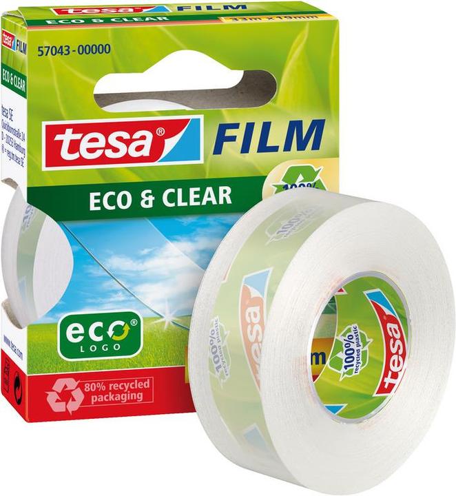 Image du produit tesa 2x tesafilm ECO & CLEAR, sans solvant et résistant au vieillissement (19 mm)