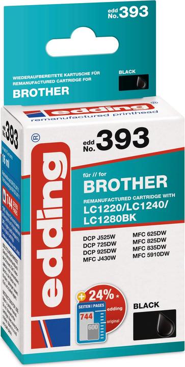 Image du produit Edding Cartouche d'encre Brother LC1240BK EDD-393 environ 740 pages noir 16ml (CF)