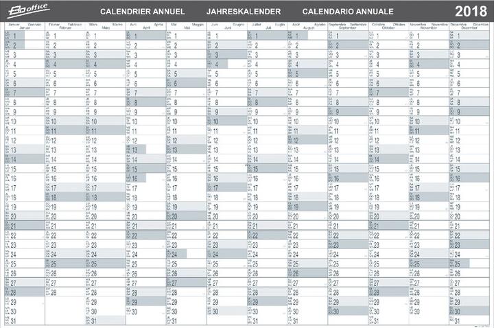 Image du produit BoOffice Planificateur annuel (90 x 60 cm, Non contraignant, Allemand, Français, Italien, Anglais)