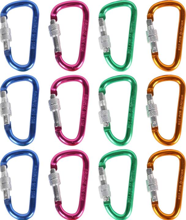 Benson Buntes Mini-Karabiner-Set mit Schraubverschluss, 12-tlg.