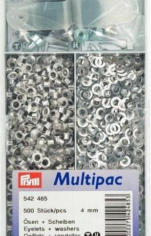 Produktbild Prym Ösen + Scheiben, silber 4 mm, Dose 500 Stk., Messing