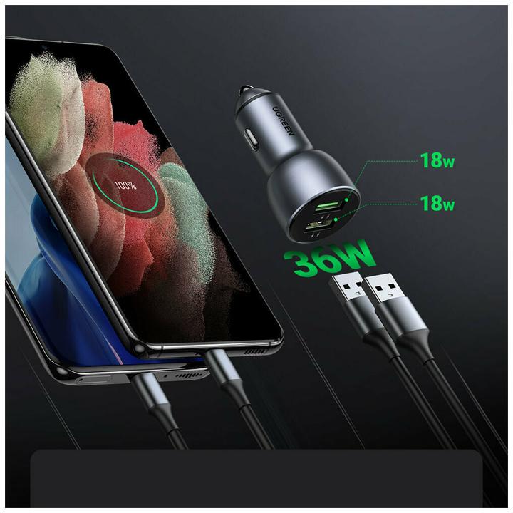 Immagine prodotto Ugreen Caricatore da auto doppio USB QuickCharge 3.0 36 Watt