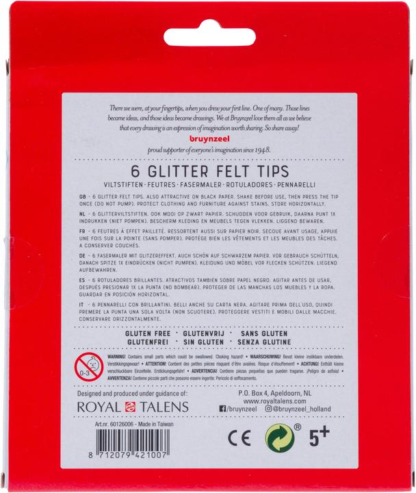 Image du produit Bruynzeel Feutres pailletés Kids (Multicolore, 6 x)